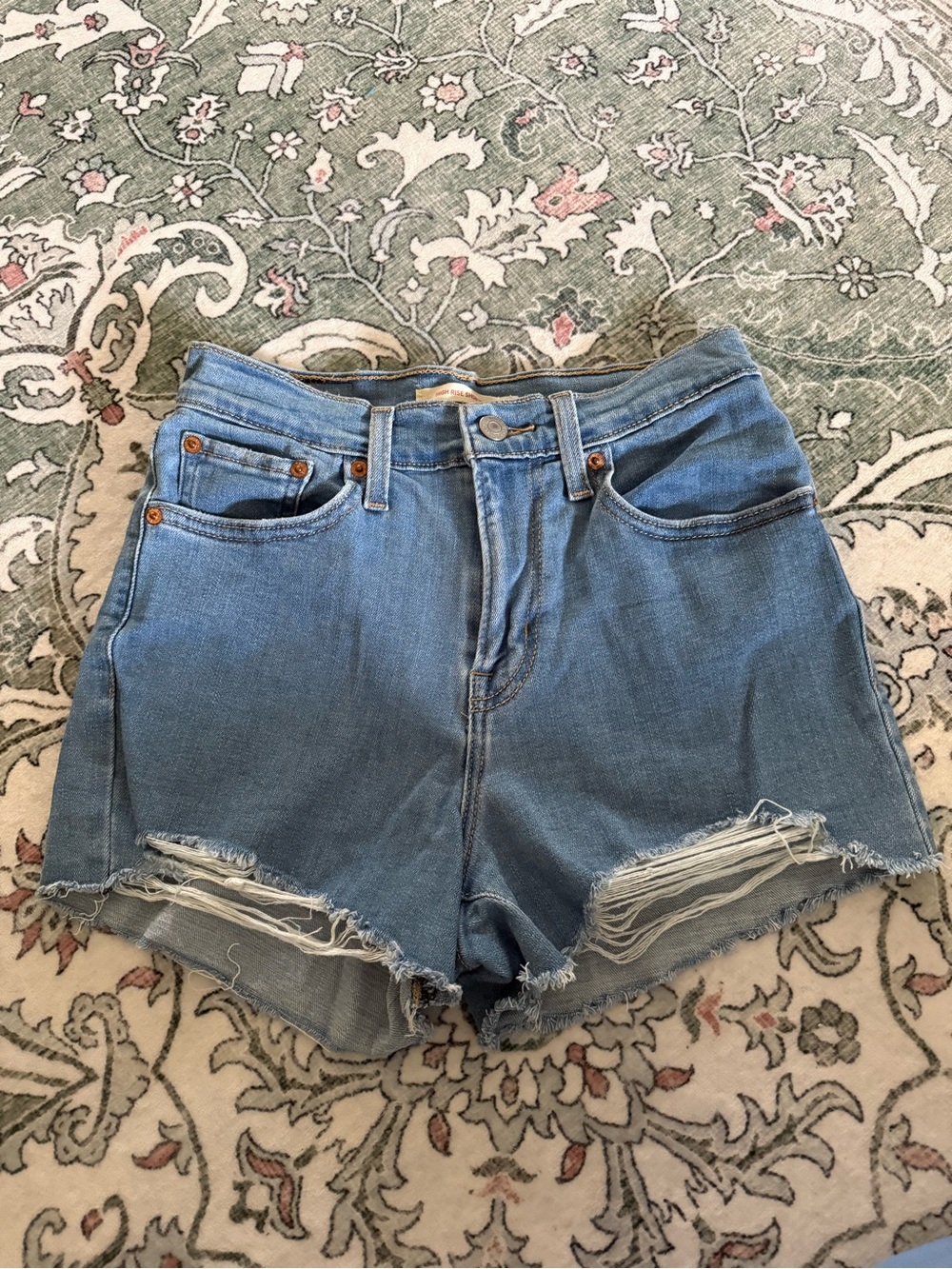 Levi's Light Blue Distressed Denim Cutoff Shorts